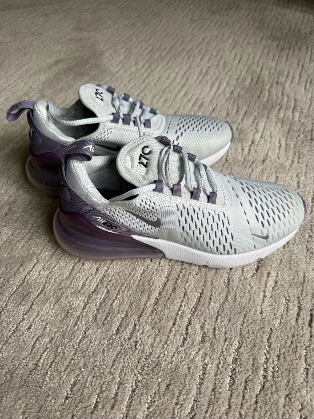 Nike Women’s Air Max 270 Sneakers - White & Purple - Picture 2 of 6